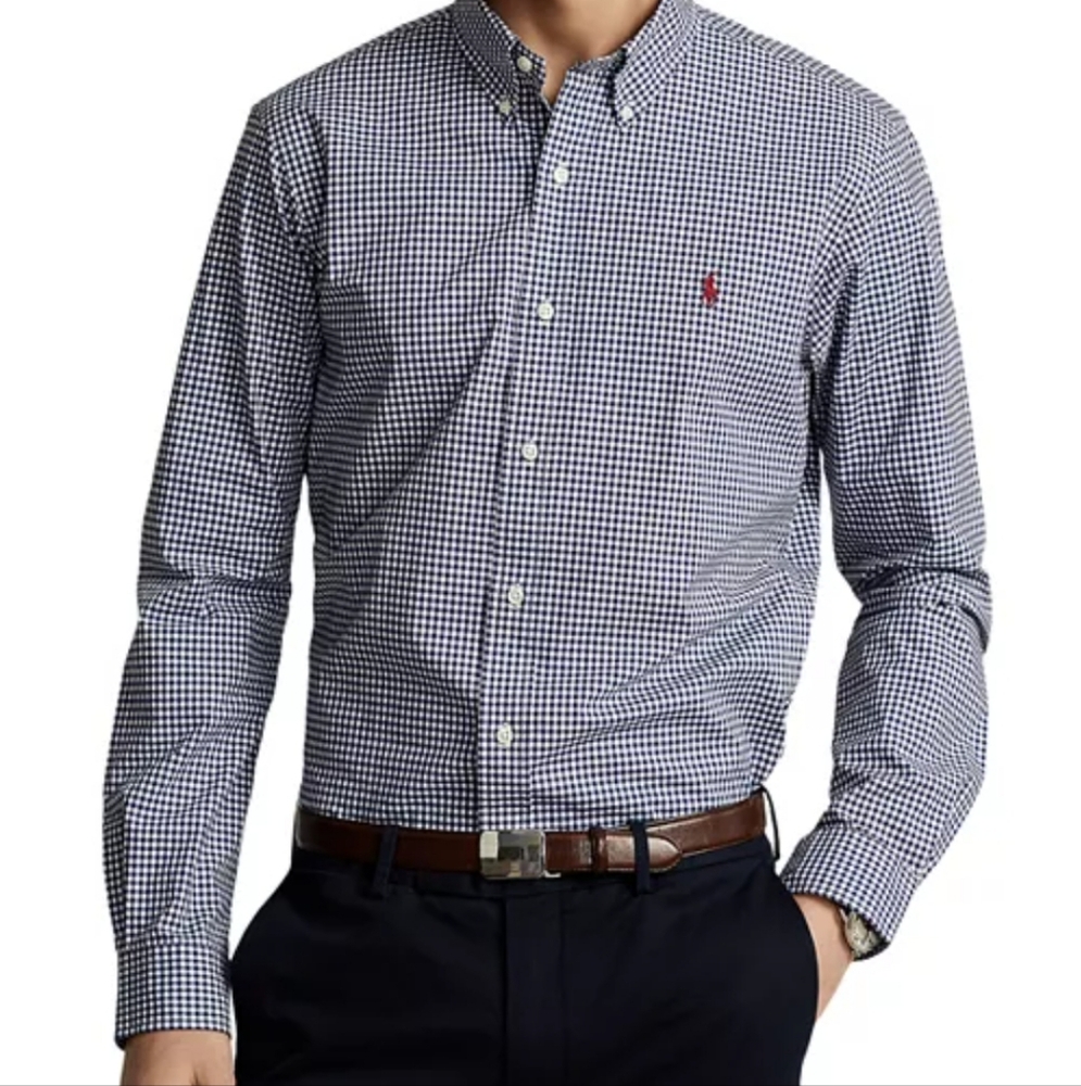 Ralph Lauren Blake Blue/White Gingham Longsleeve Buttonup Shirt Size Lar…